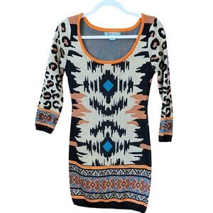 Aztec Animal Print Bodycon Dress Size Small Like New Flying Tomato Juniors